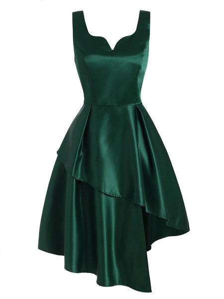 Dark Green 1950s Hi-Lo Swing Dress ...